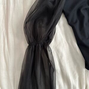 Elegant Black Sheer Sleeve Top